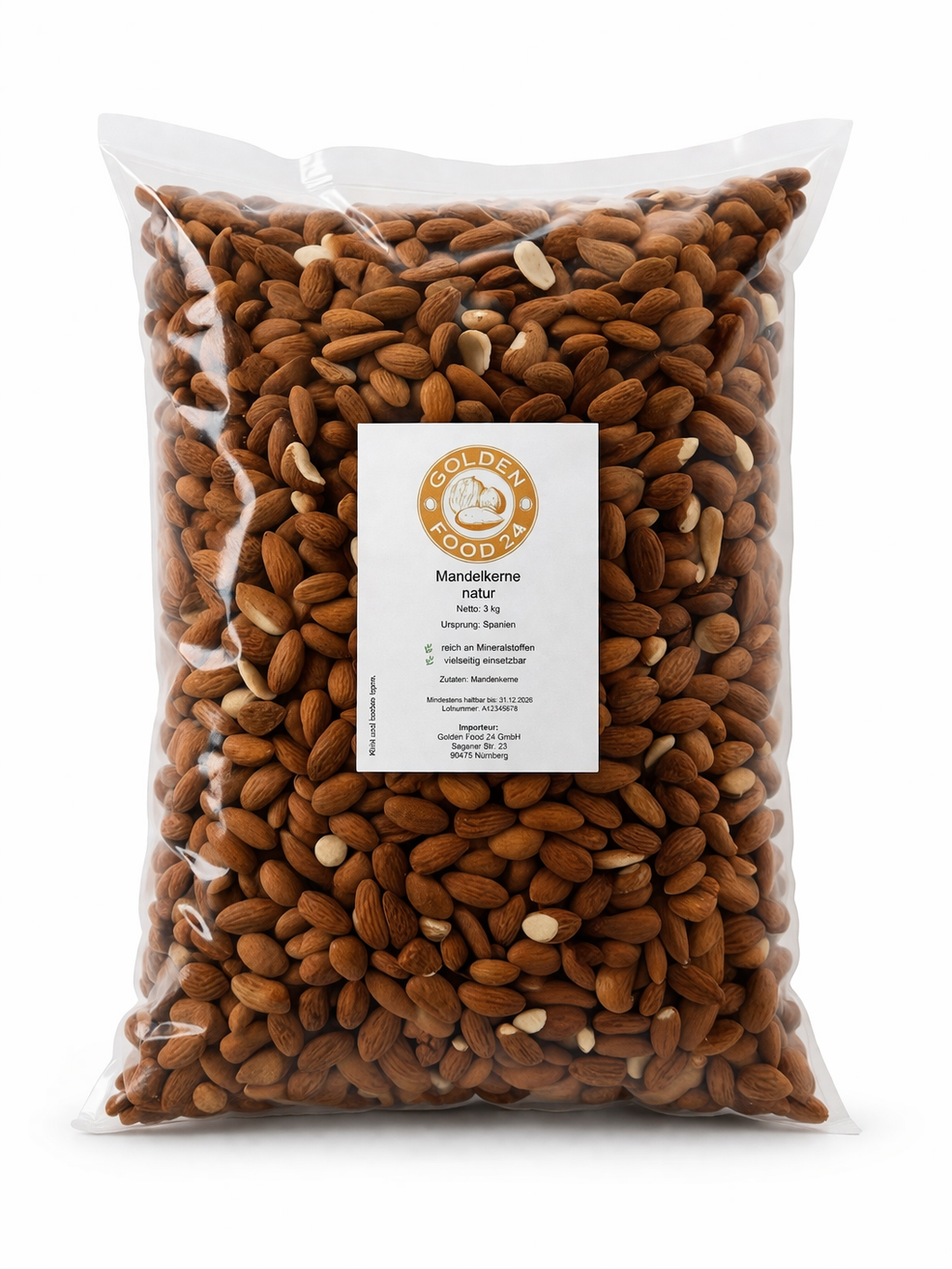 Mandeln, Mandelkerne Natur, Roh & Ungeschält, Spanien, 3 kg