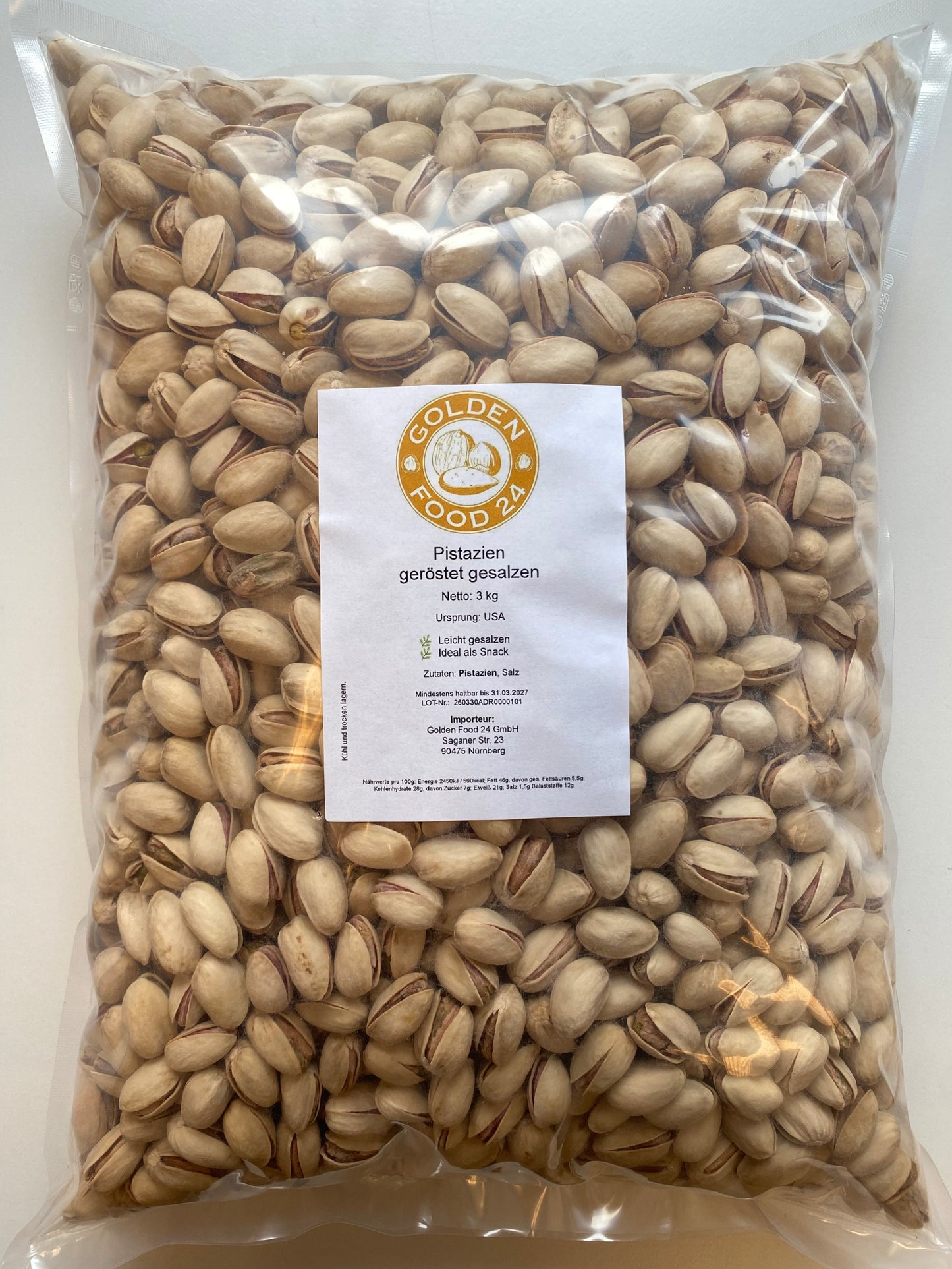 Pistazien geröstet & gesalzen 3 kg | mit Schale | Snack & Weiterverarbeitung
