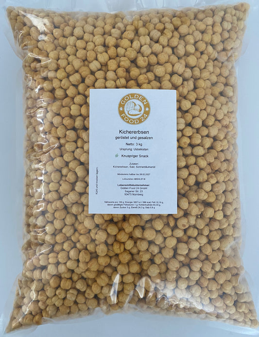 Kichererbsen | geröstet und gesalzen 3 kg | Knuspriger Snack | Großpackung